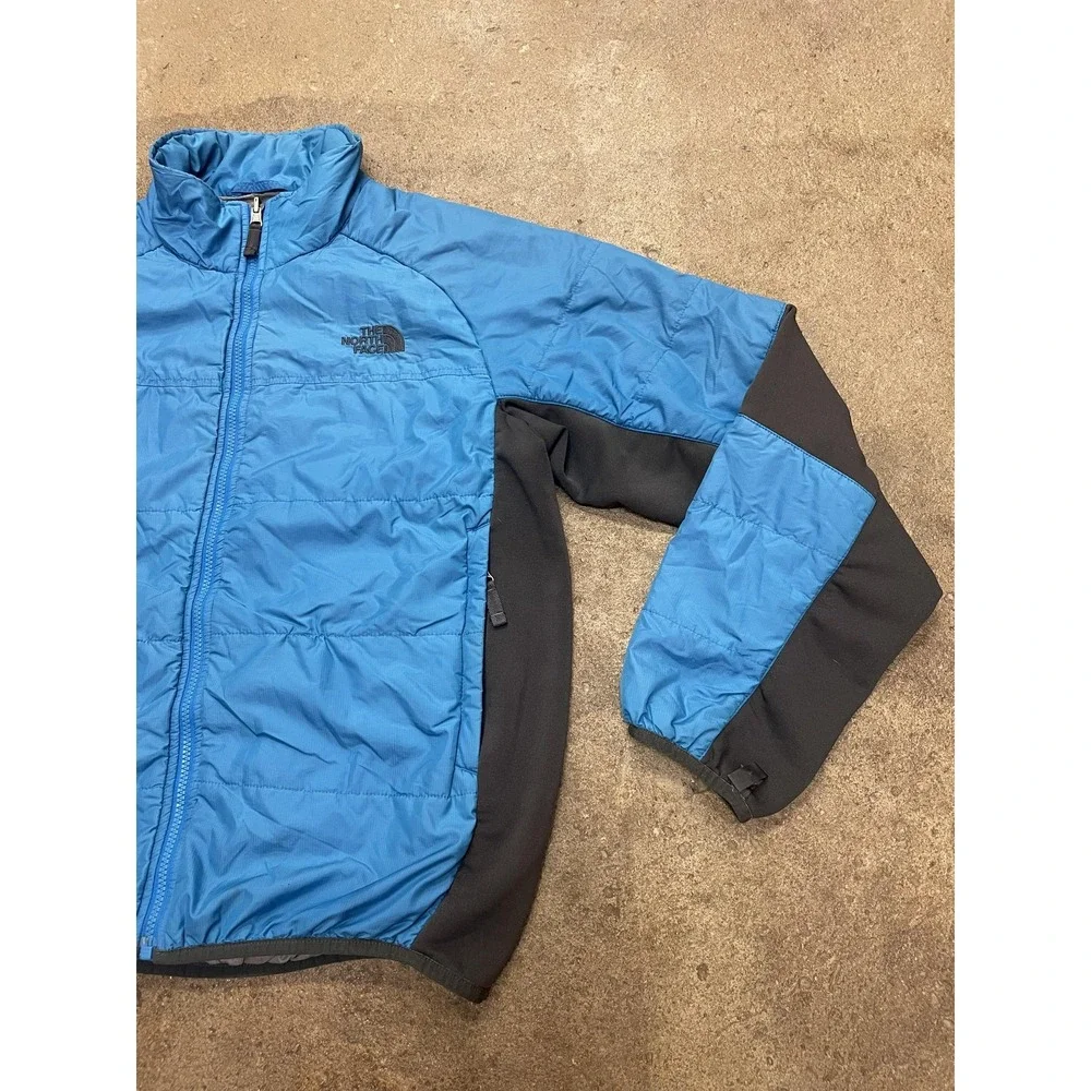The North‎ Face Jacket Mens Medium Blue Black Quilted Insulated Full Zip Hiking